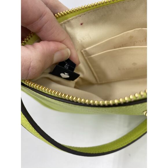 Kate Spade Kayla Convertible Wristlet Pochette Leather Bag Lime Slushy Green - Picture 8 of 9